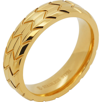 6mm Chevron Pattern Band Ring Size 10