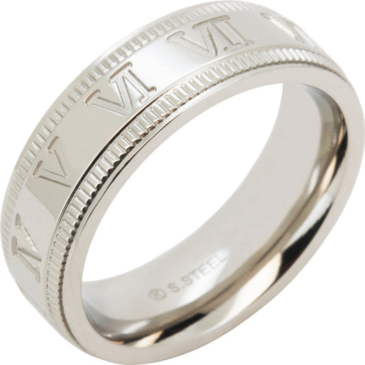 7mm Roman Numerals Band Ring Size 8