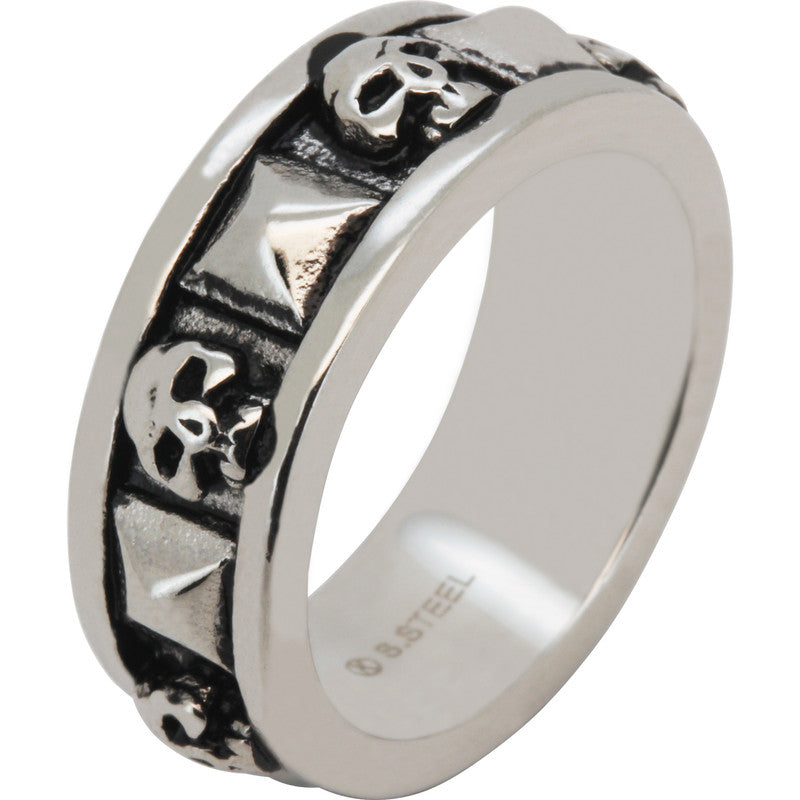 8mm Skull Head Band Ring Size 8