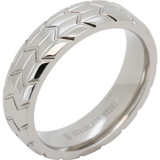 6mm Chevron Pattern Band Ring Size 9