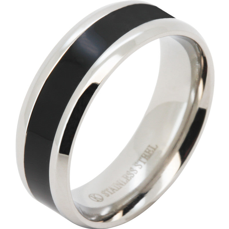 7mm Black Inlay Band Ring Size 9