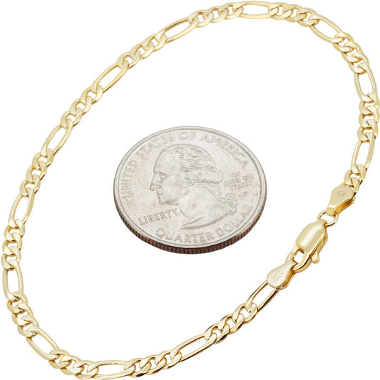 3mm Figaro Bracelet 7"