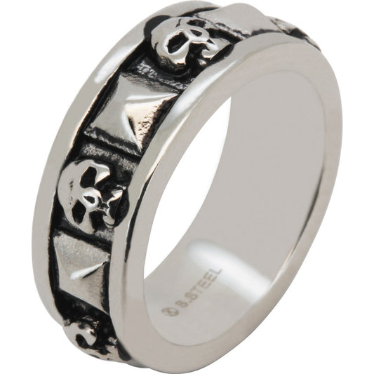 8mm Skull Head Band Ring Size 9