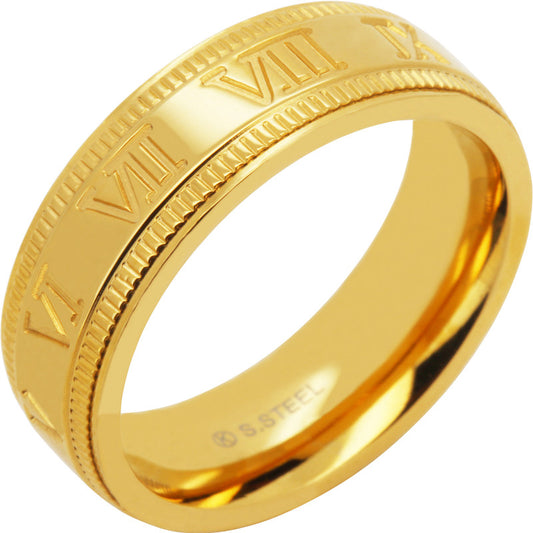 7mm Roman Numerals Band Ring Size 8