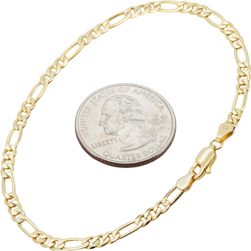 3mm Figaro Bracelet 8"
