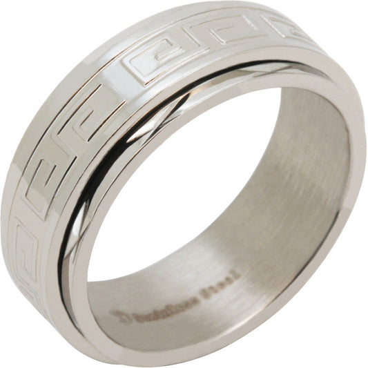 8mm Greek Key Band Ring Size 7