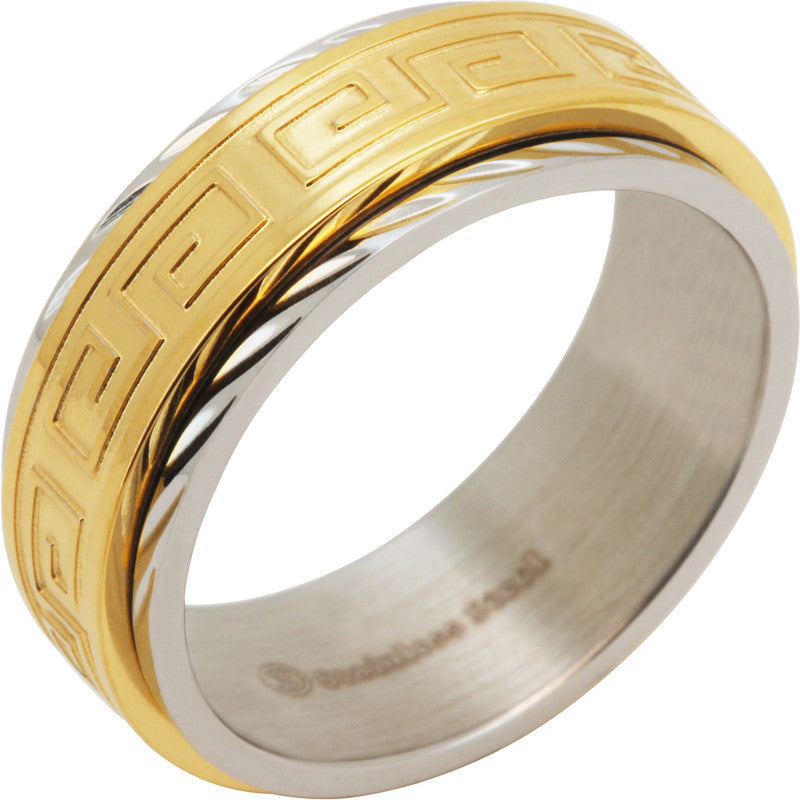 8mm Greek Key Band Ring Size 9