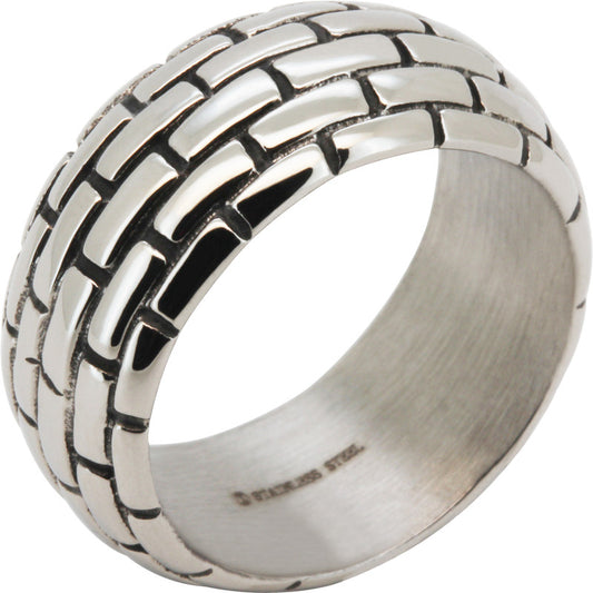 10mm Brick Texture Band Ring Size 9