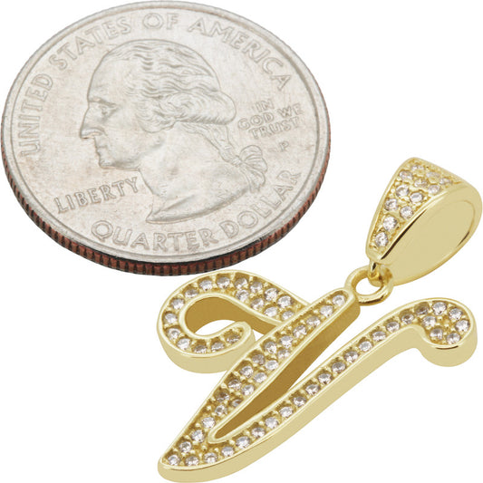 Cursive Initial V Pendant