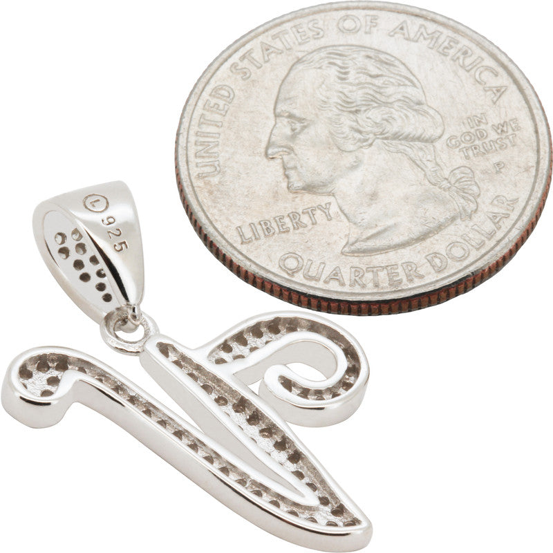 Cursive Initial V Pendant