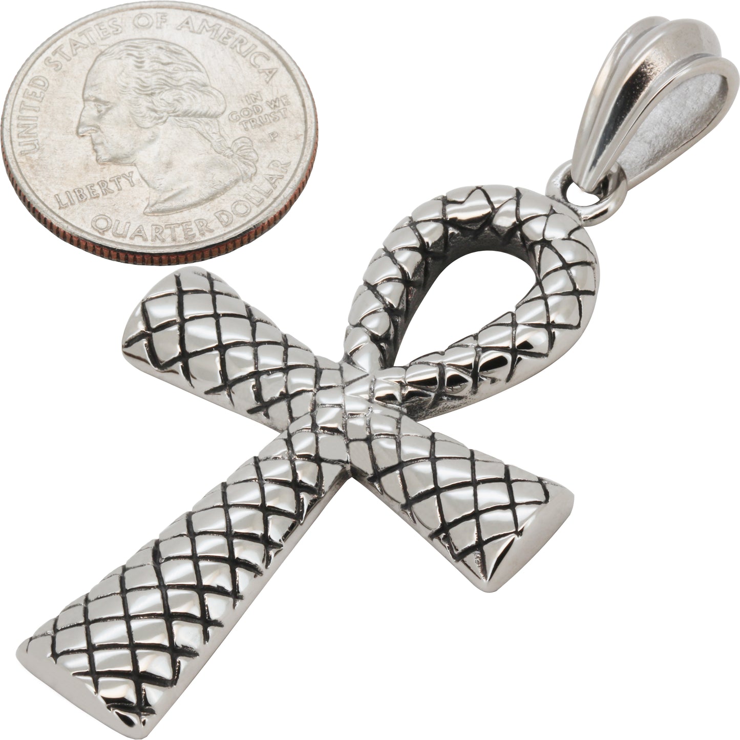 Quilted Ankh Cross Pendant