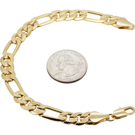 9mm Figaro Link Bracelet 8"