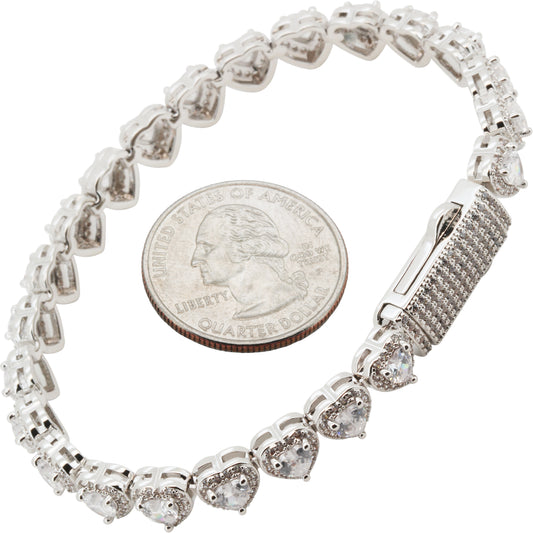 7mm Heart Tennis Bracelet 7"