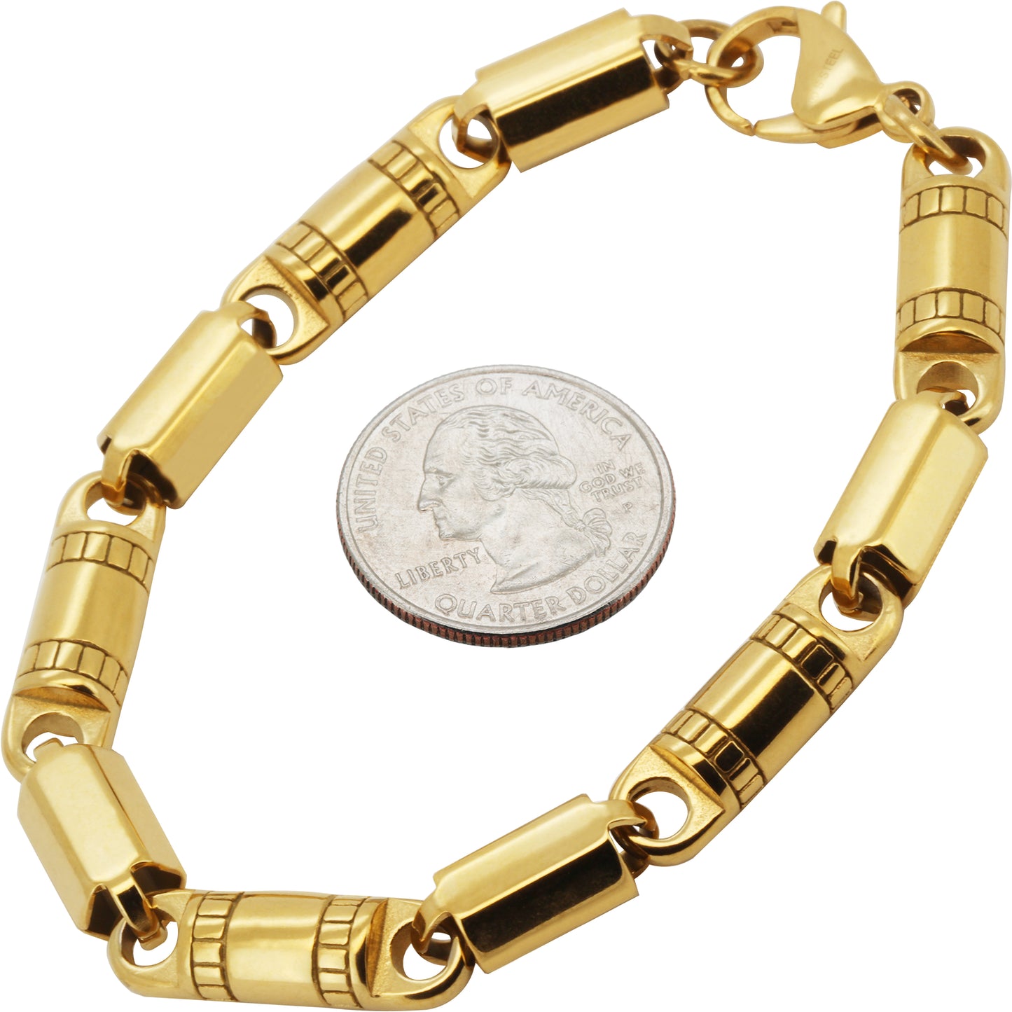 8mm Barrel Link Bracelet 9"
