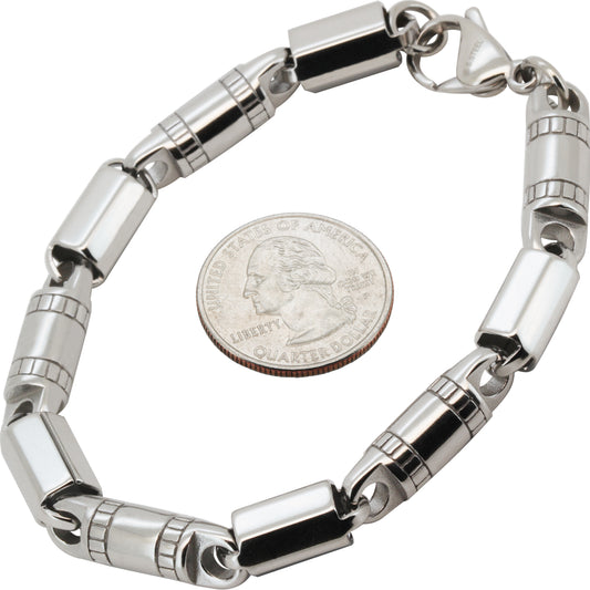 8mm Barrel Link Bracelet 9"