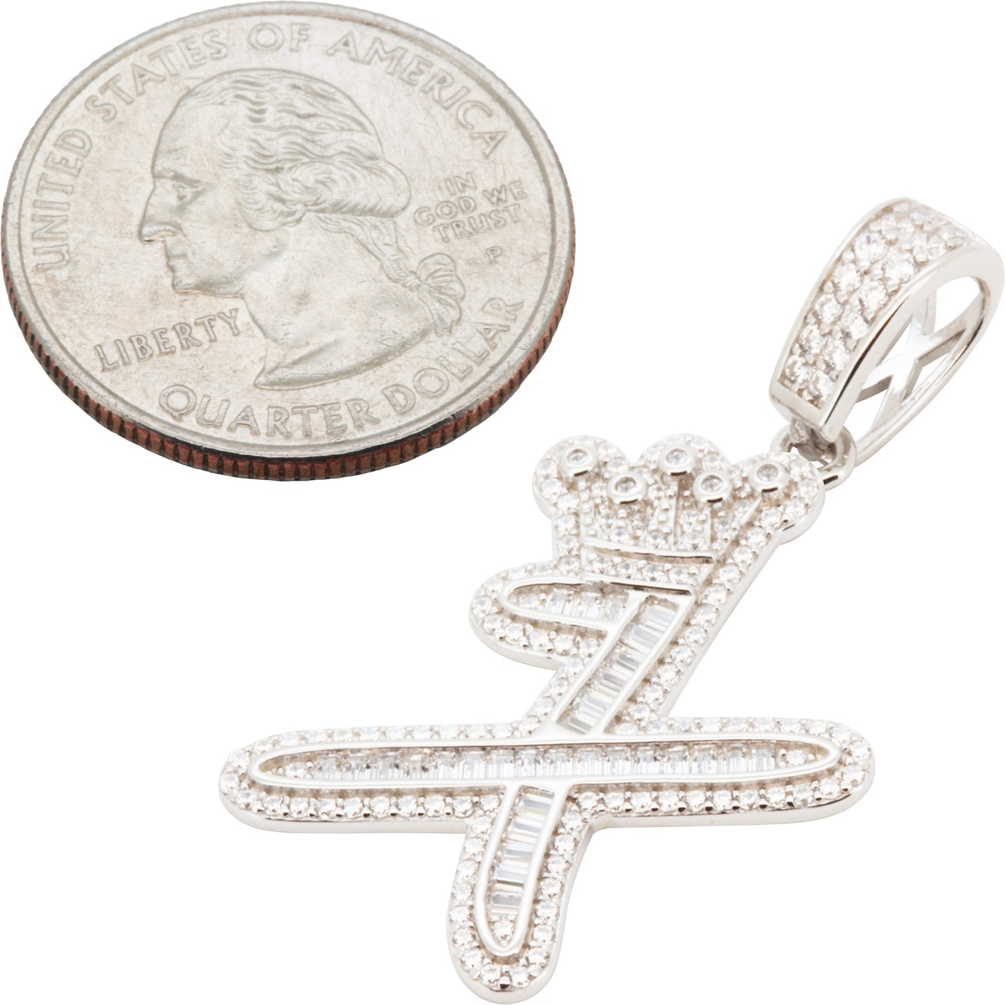 Crown Letter Pendant (925 Sterling Silver)