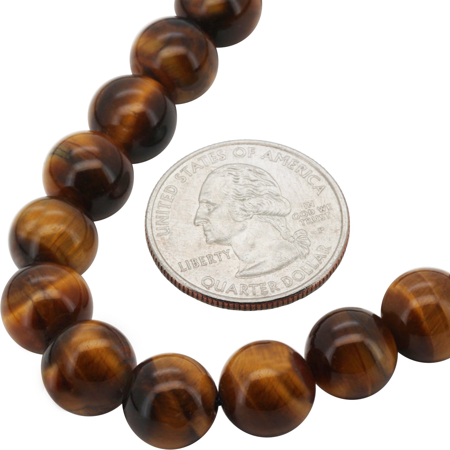 10mm Tiger Eye Bead Necklace 34"