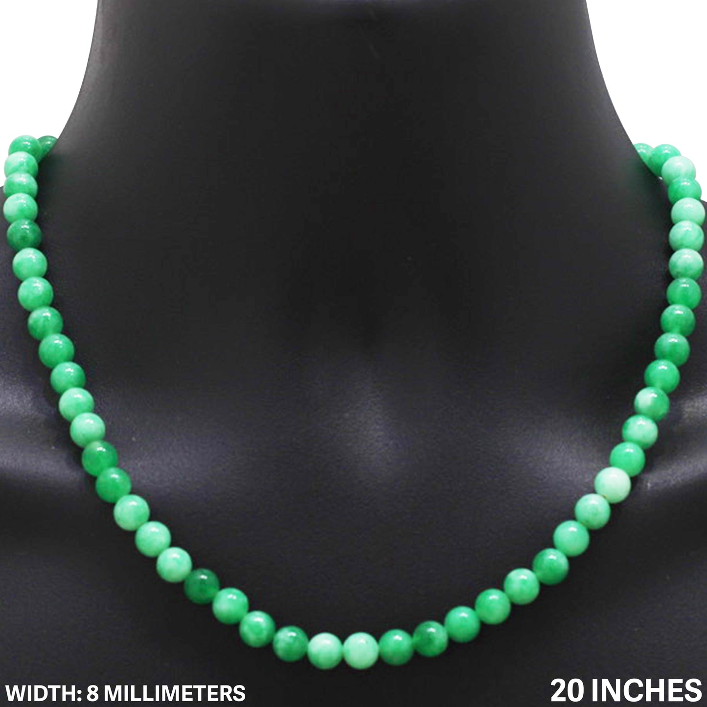 8mm Beaded Jade Necklace 20"