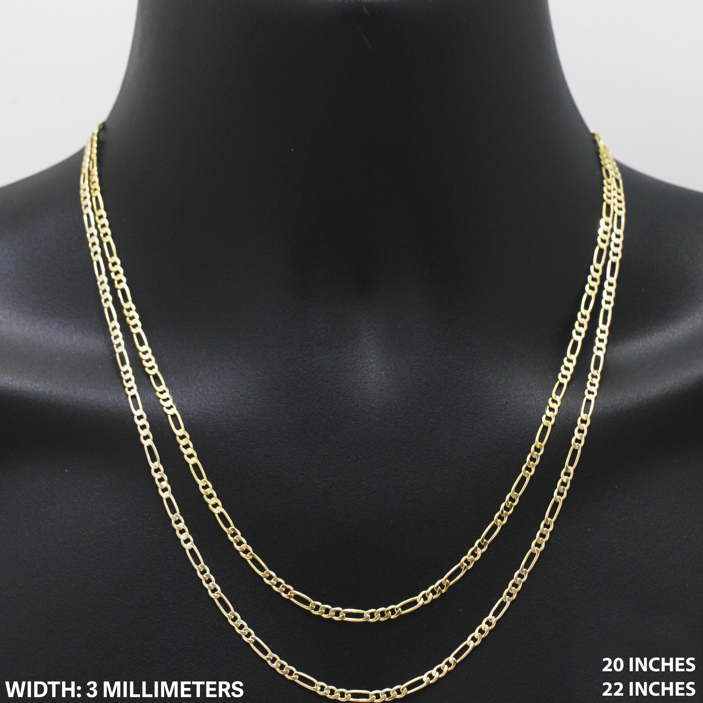 3mm Figaro Chain 22"