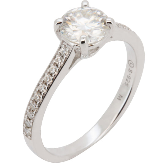 Moissanite Engagement Ring (925 Sterling Silver)