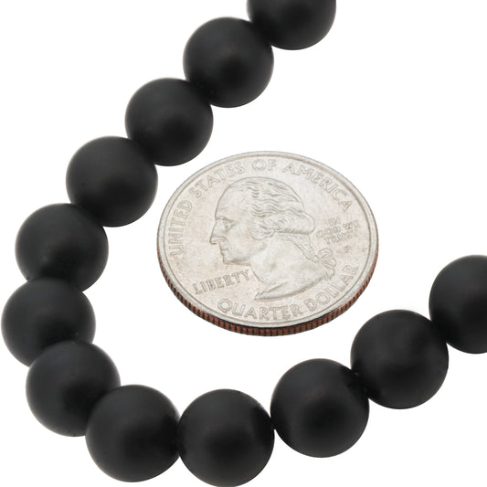 10mm Onyx Bead Necklace 34"