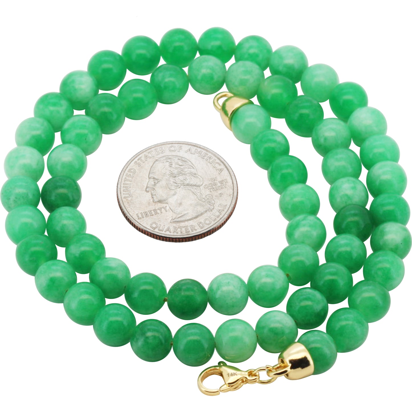 8mm Beaded Jade Necklace 20"