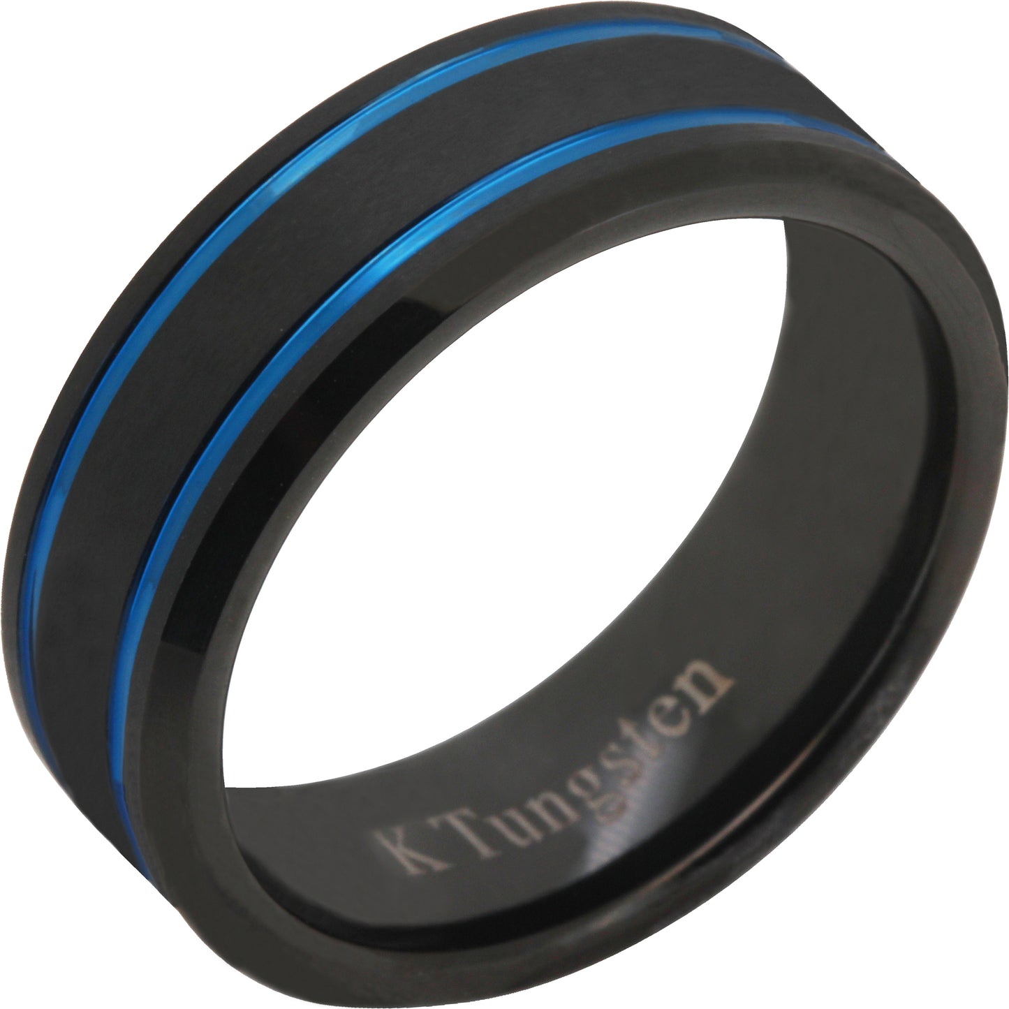8mm Blue Inlay Tungsten Ring Size 8