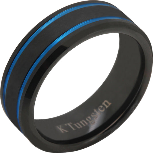 8mm Blue Inlay Tungsten Ring Size 8