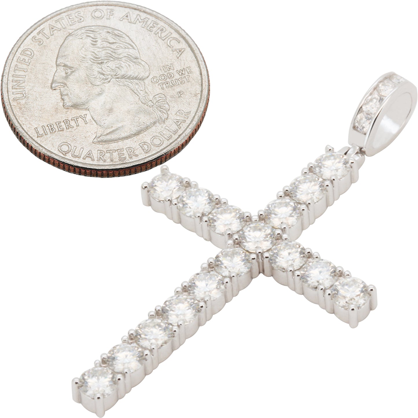 Moissanite 4mm Tennis Cross Pendant