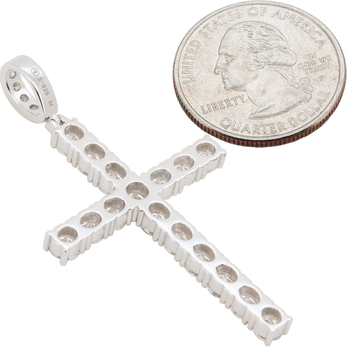 Moissanite 4mm Tennis Cross Pendant