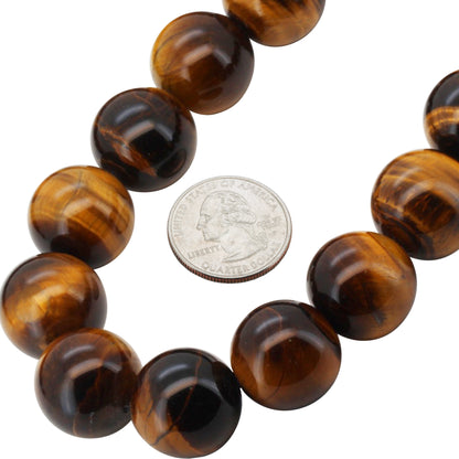 20mm Tiger Eye Bead Necklace 36"