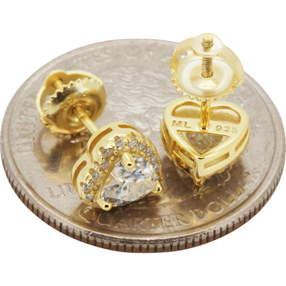 7mm Moissanite Heart Studs