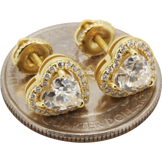 9mm Moissanite Heart Studs