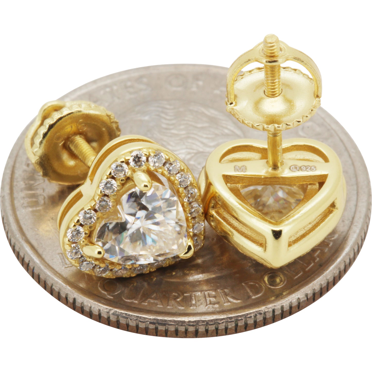 9mm Moissanite Heart Studs