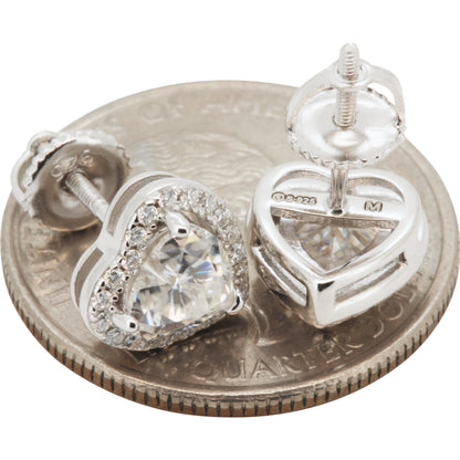 9mm Moissanite Heart Studs