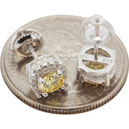 7.5mm Moissanite Canary Halo Circle Studs