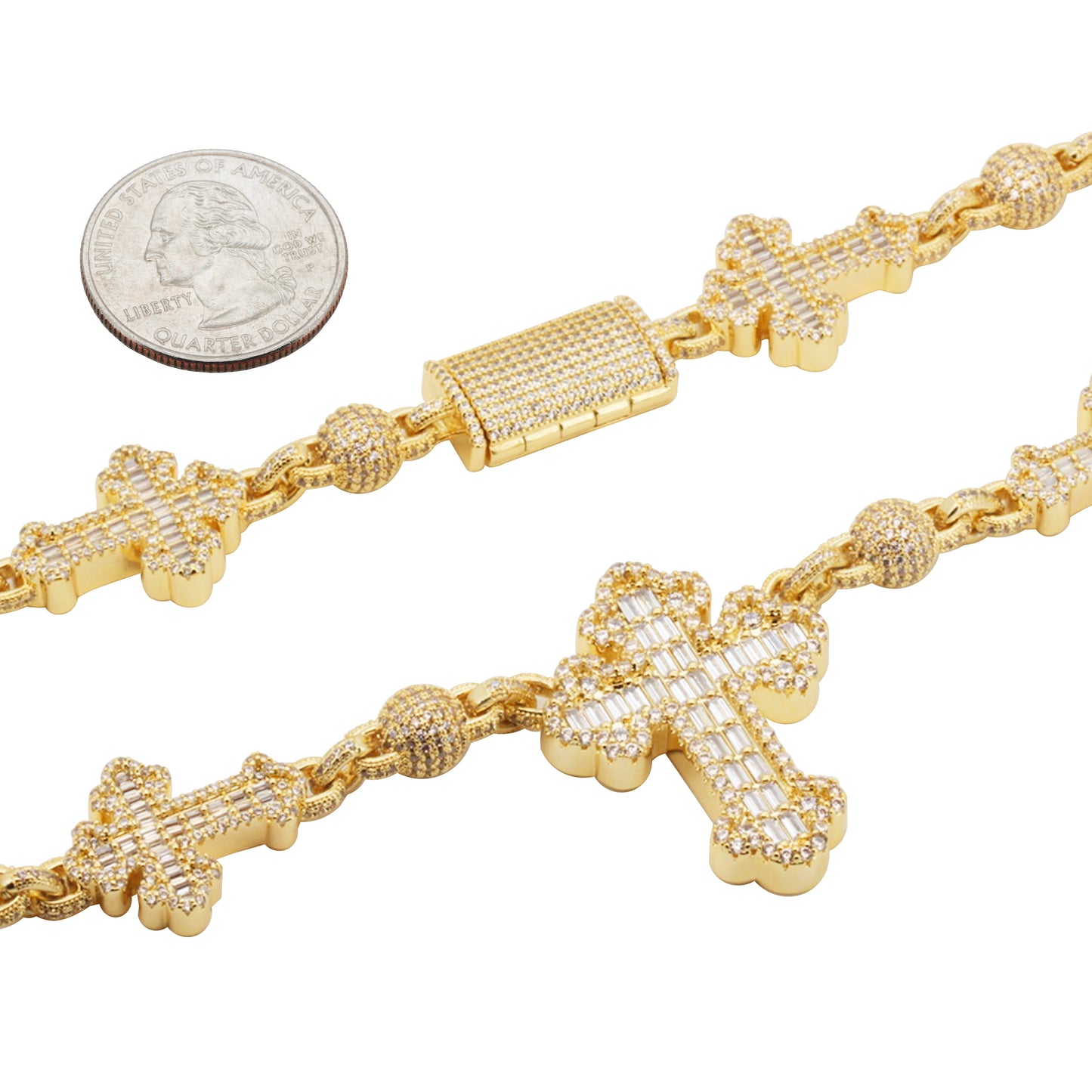 Cross Ball Link Bracelet 8"