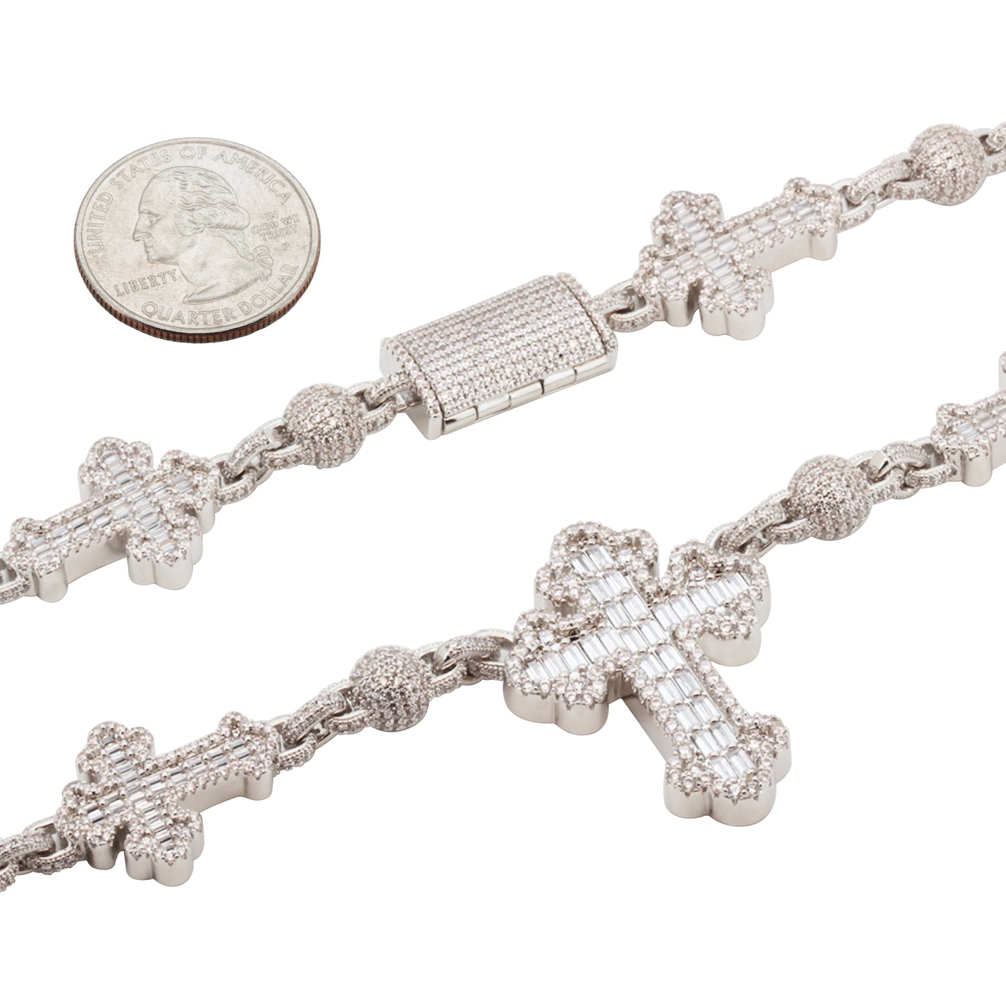 Cross Ball Link Bracelet 8"