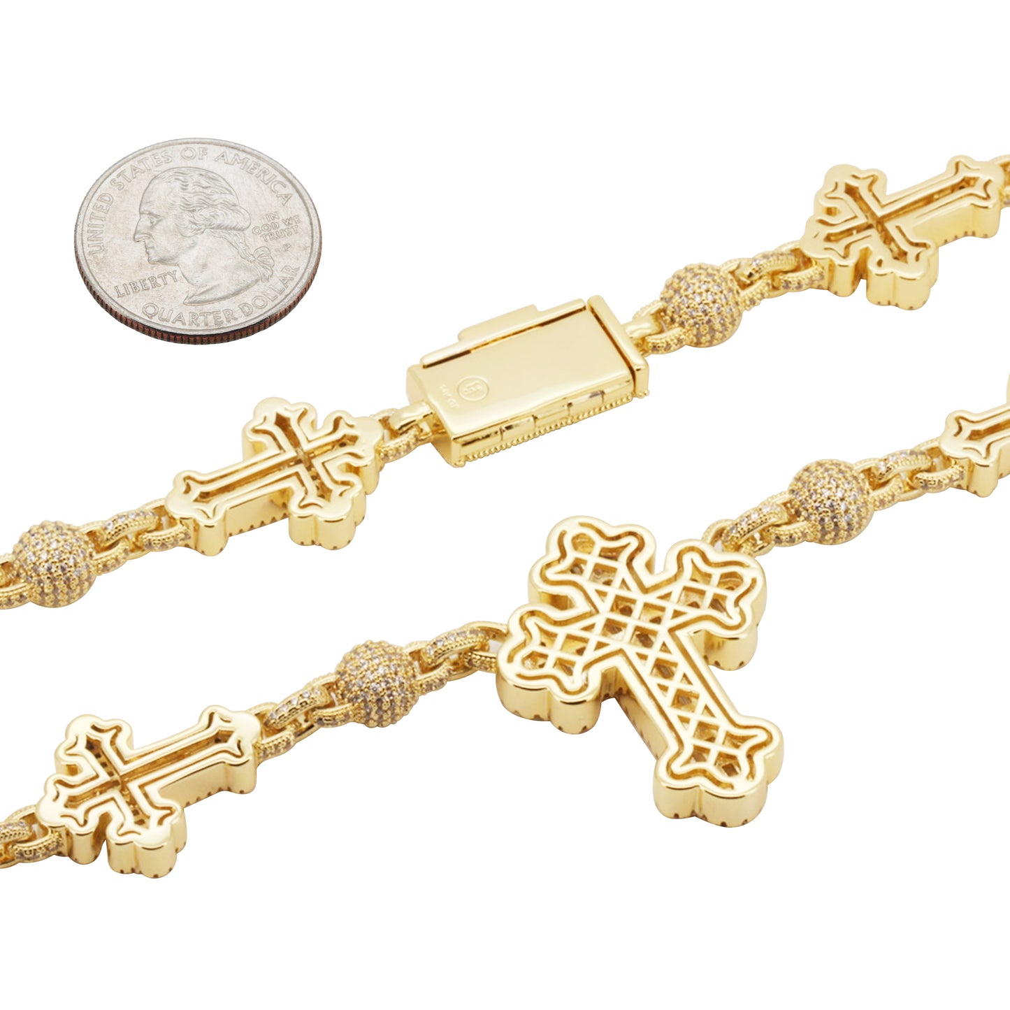 Cross Ball Link Bracelet 8"