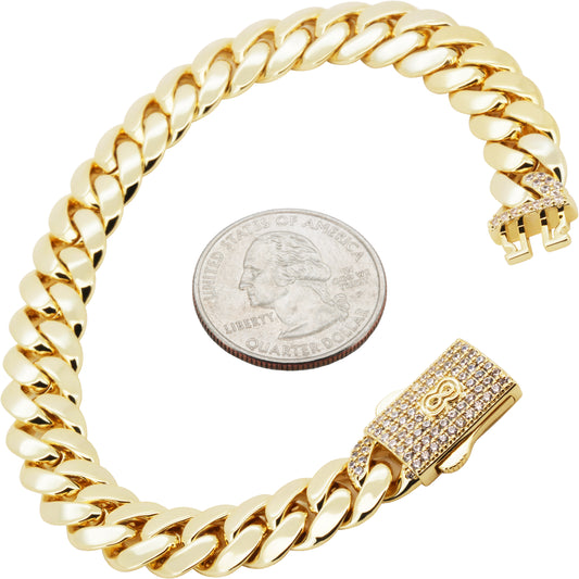 10mm Monaco Miami Cuban Link Bracelet 8"