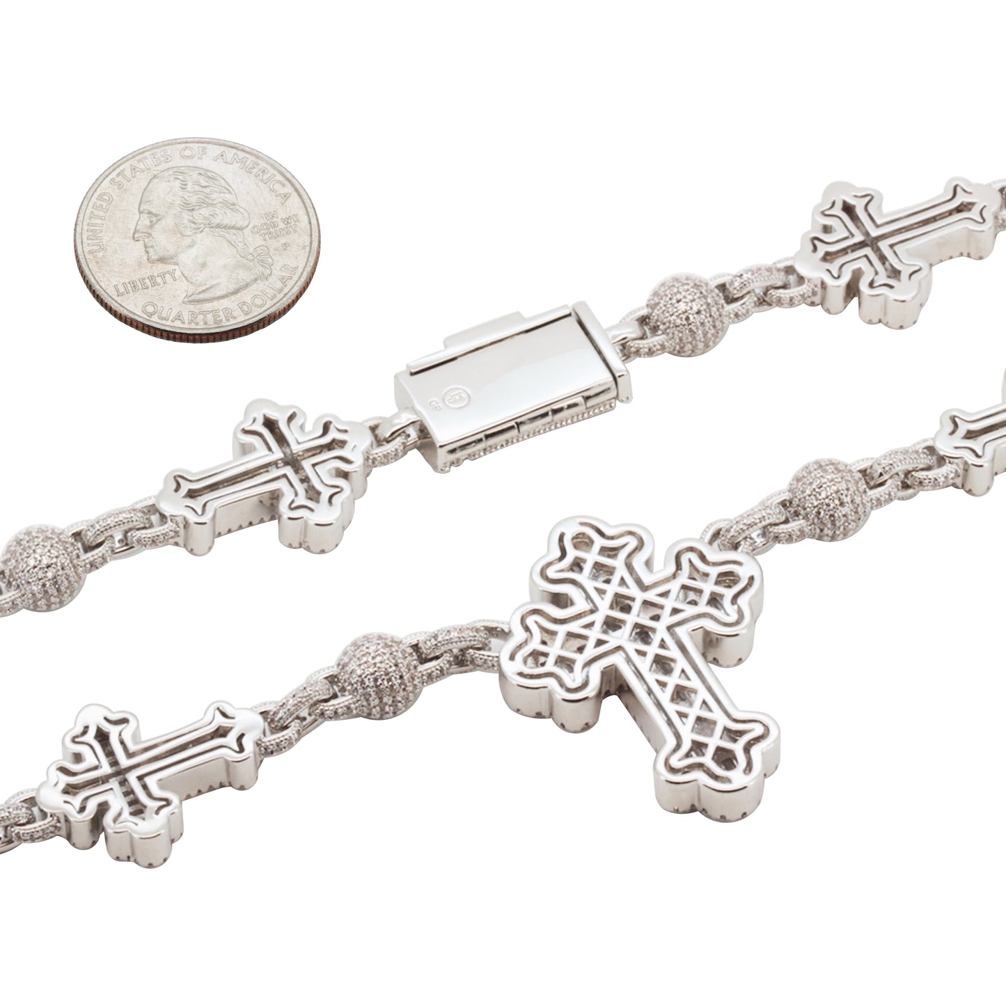 Cross Ball Link Bracelet 8"