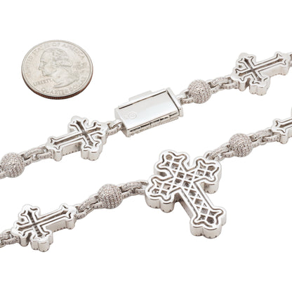 Cross Ball Link Bracelet 8"