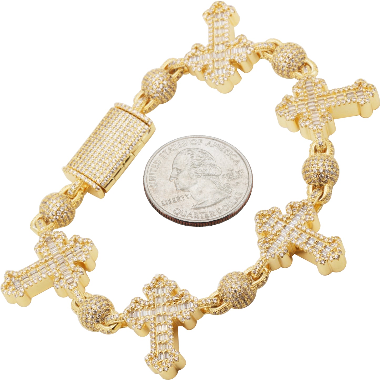 Cross Ball Link Bracelet 8"