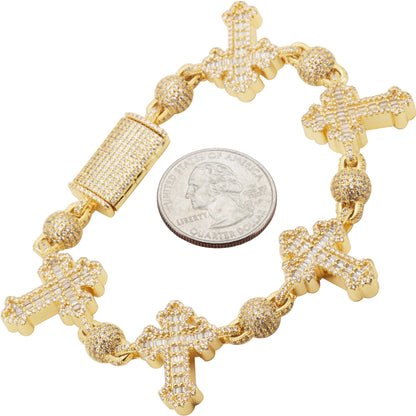 Cross Ball Link Bracelet 8"