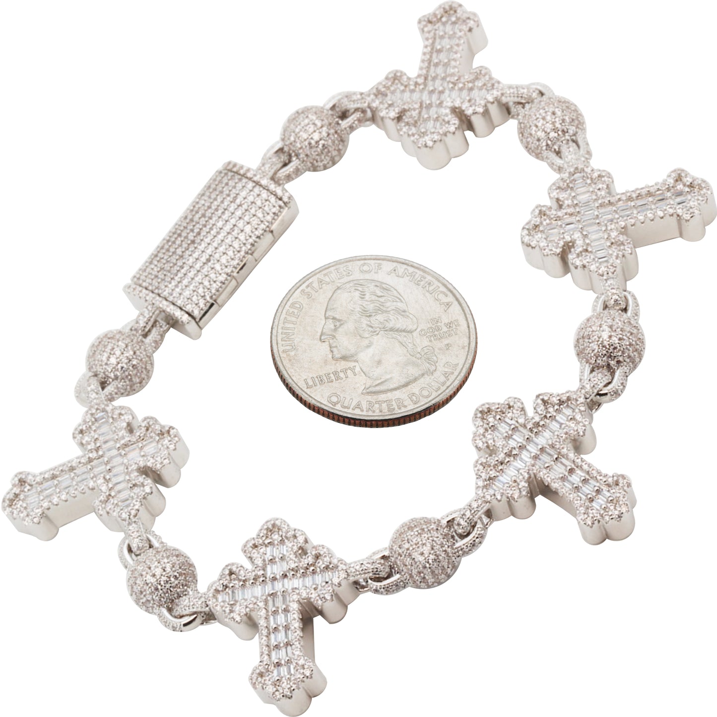 Cross Ball Link Bracelet 8"
