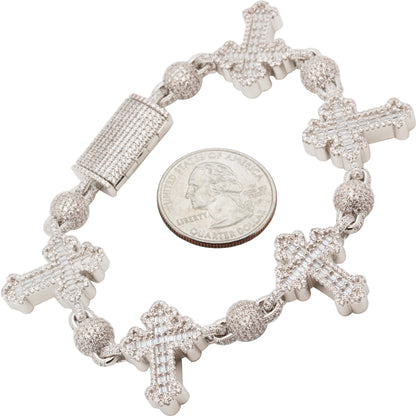 Cross Ball Link Bracelet 8"