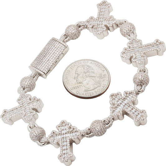 Cross Ball Link Bracelet 8"