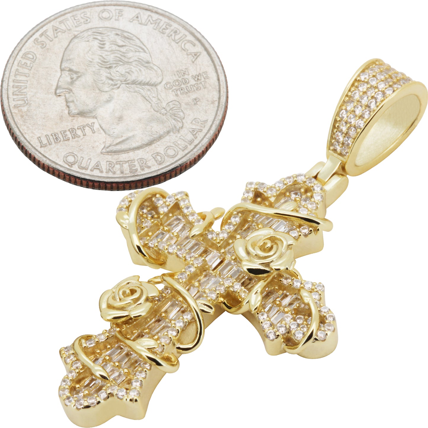 Tangled Rose Vine Cross Pendant