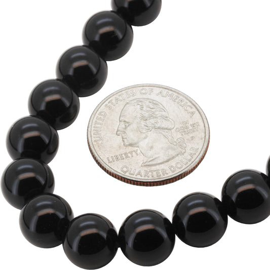 10mm Obsidian Bead Necklace 34"