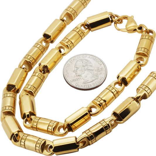 8mm Barrel Link Bracelet 9"